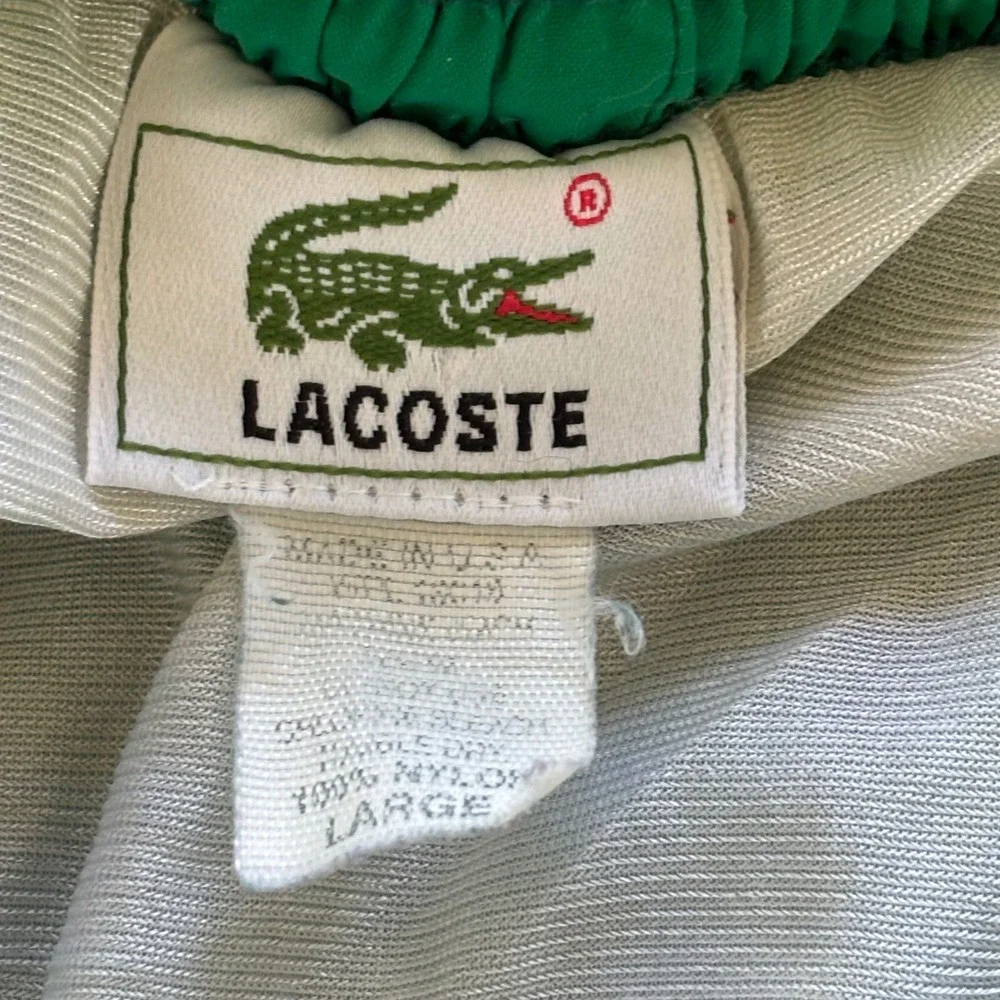 Lacoste Swim Trunks Mens L Green Navy Colorblock USA Vintage Preppy